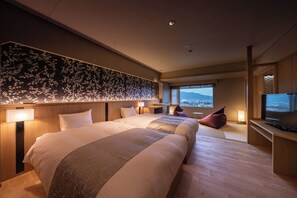 Huone, tupakointi kielletty, kaupunkinäköala (Japanese Western) | Tallelokero huoneessa, vuodevaatteet