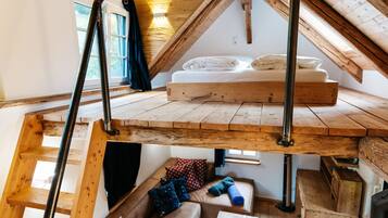 Romantic House, 1 Queen Bed, Fireplace, Mountain View | Living area | Flat-screen TV, heated floors