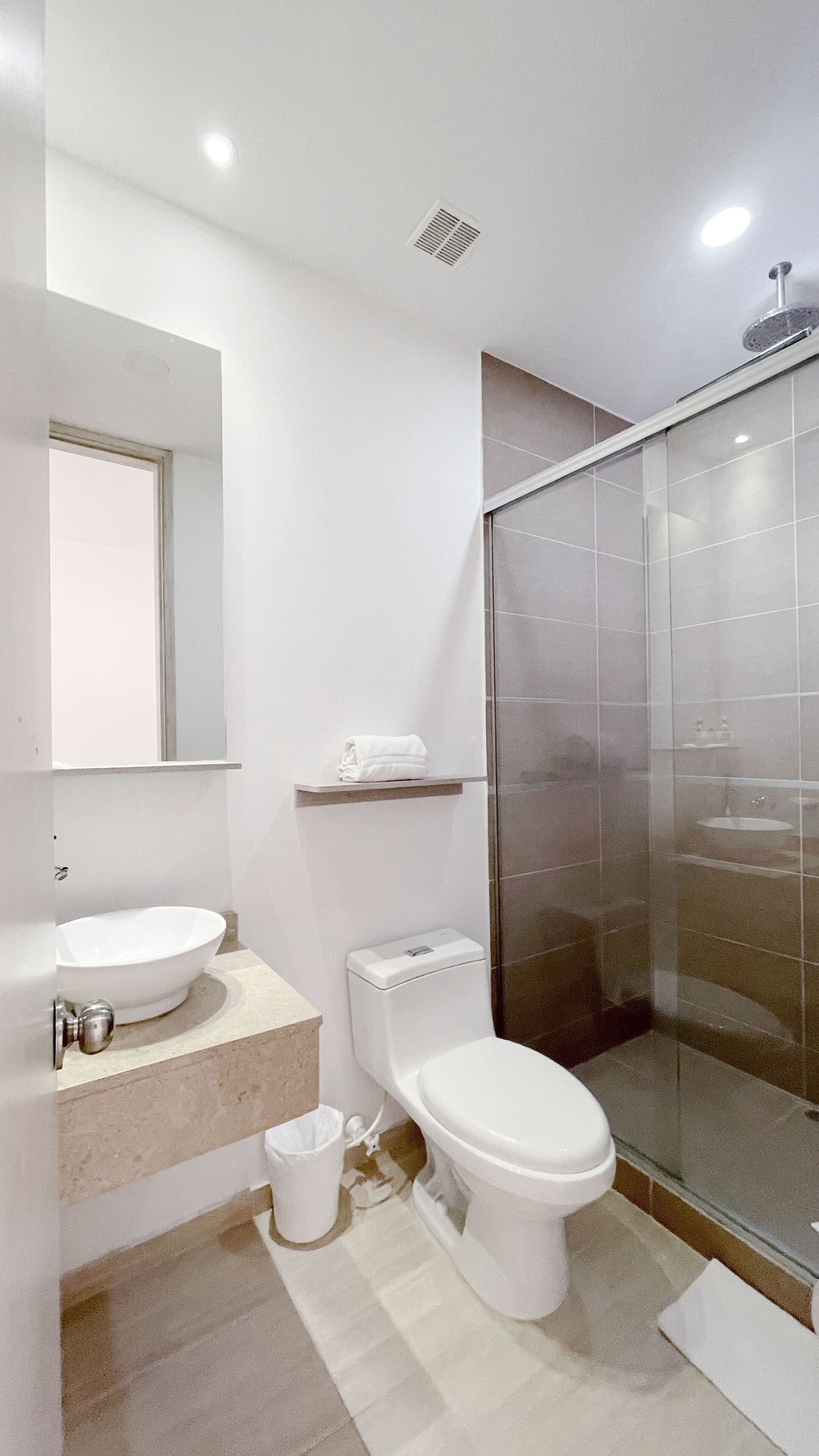 superior room, 2 double beds | bathroom | shower, rainfall showerhead, hair dryer, towels