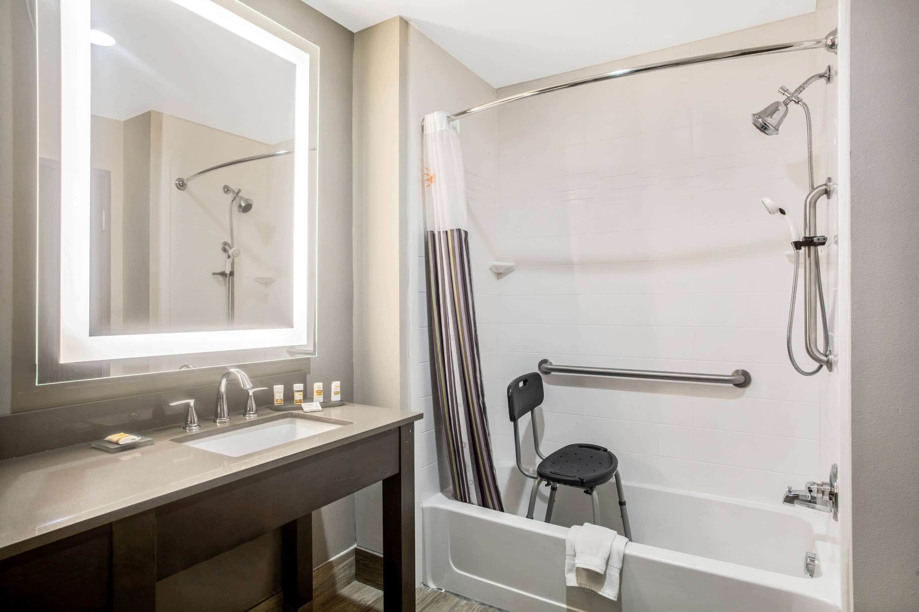 free toiletries, hair dryer, towels