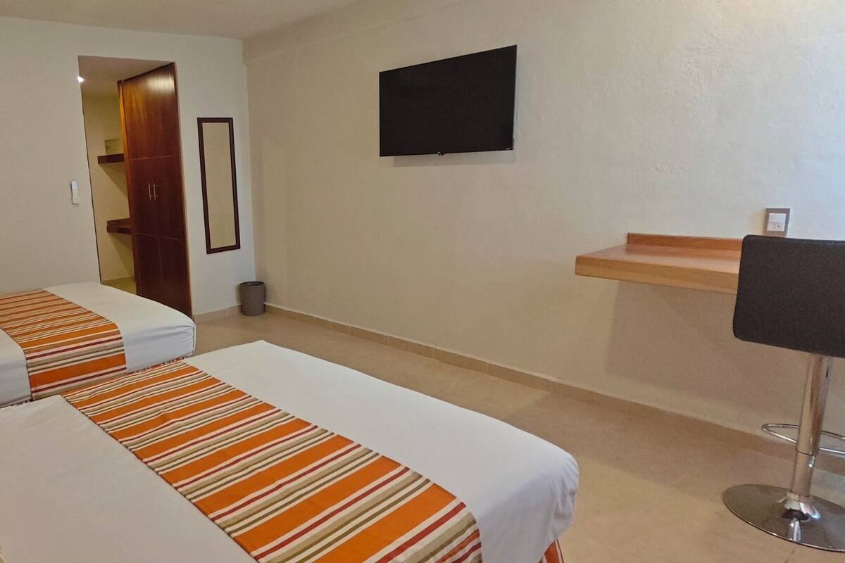 In-room safe, desk, laptop workspace, soundproofing