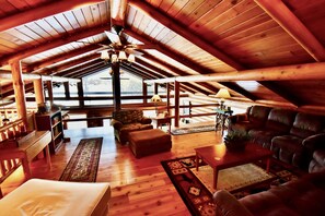 Smart TV, fireplace, DVD player, books