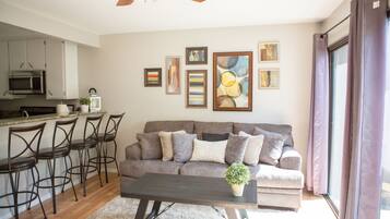 TV, DVD player, books, video library