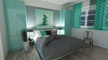 Desk, free WiFi, bed sheets