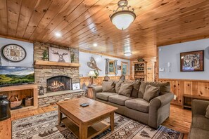 Cabin, 3 Bedrooms | Living area | DVD player - The Ranch Cabin on 6 Secluded Acres in the Great Smoky Mountains by RedAwning (Sevierville)