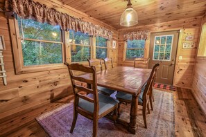 Cabin, 3 Bedrooms | Dining - The Ranch Cabin on 6 Secluded Acres in the Great Smoky Mountains by RedAwning (Sevierville)