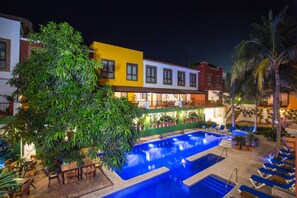 Front of property – evening/night - Casa Lotería -Pueblito Sayulita- Colorful, Family and Relax Experience with Private Parking and Pool (Sayulita)