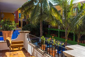 Two Bedroom Master Suite with Balcony, Kitchenette and Pool View | Balcony view - Casa Lotería -Pueblito Sayulita- Colorful, Family and Relax Experience with Private Parking and Pool (Sayulita)