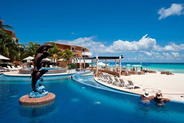 over the pool