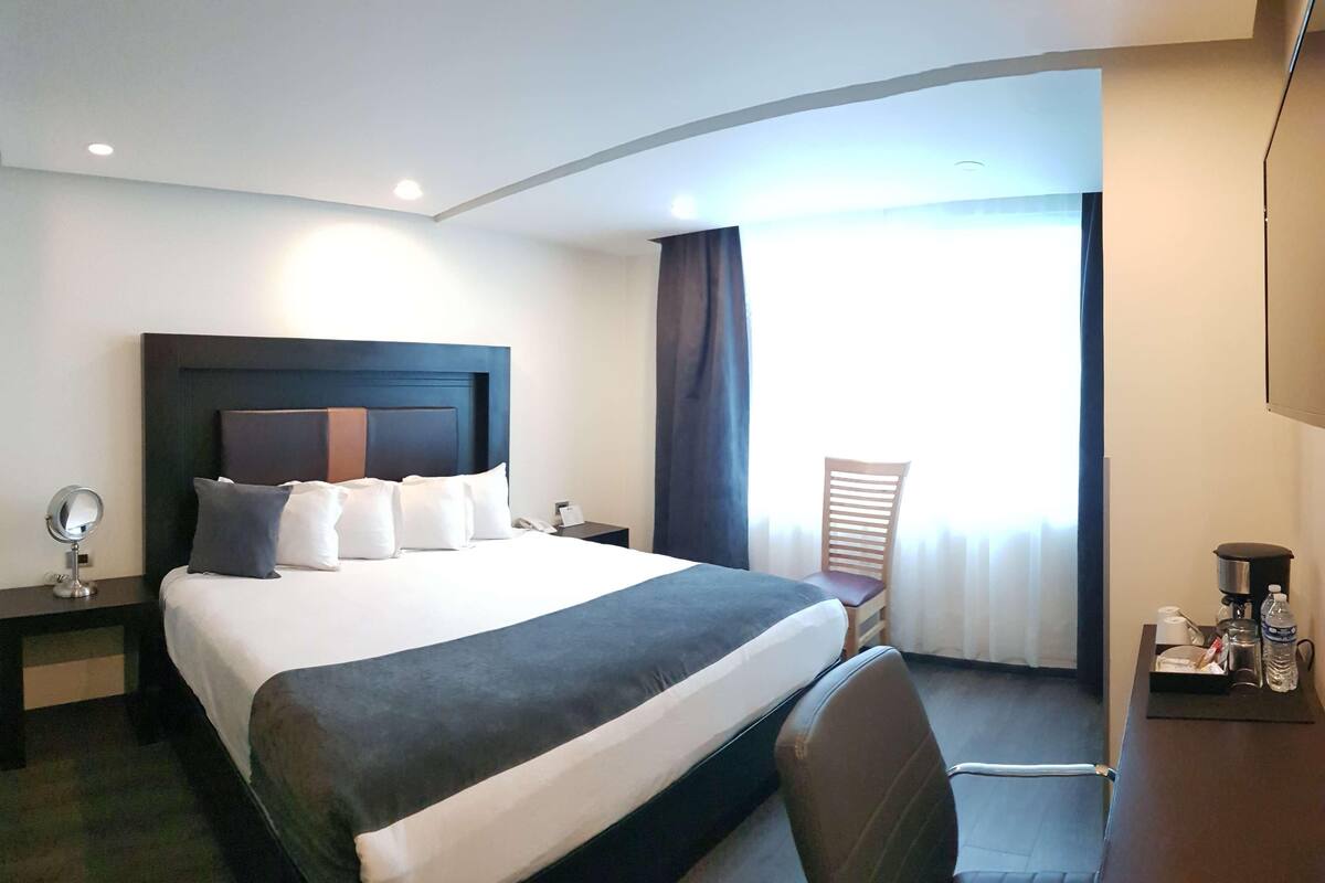 In-room safe, desk, laptop workspace, blackout drapes