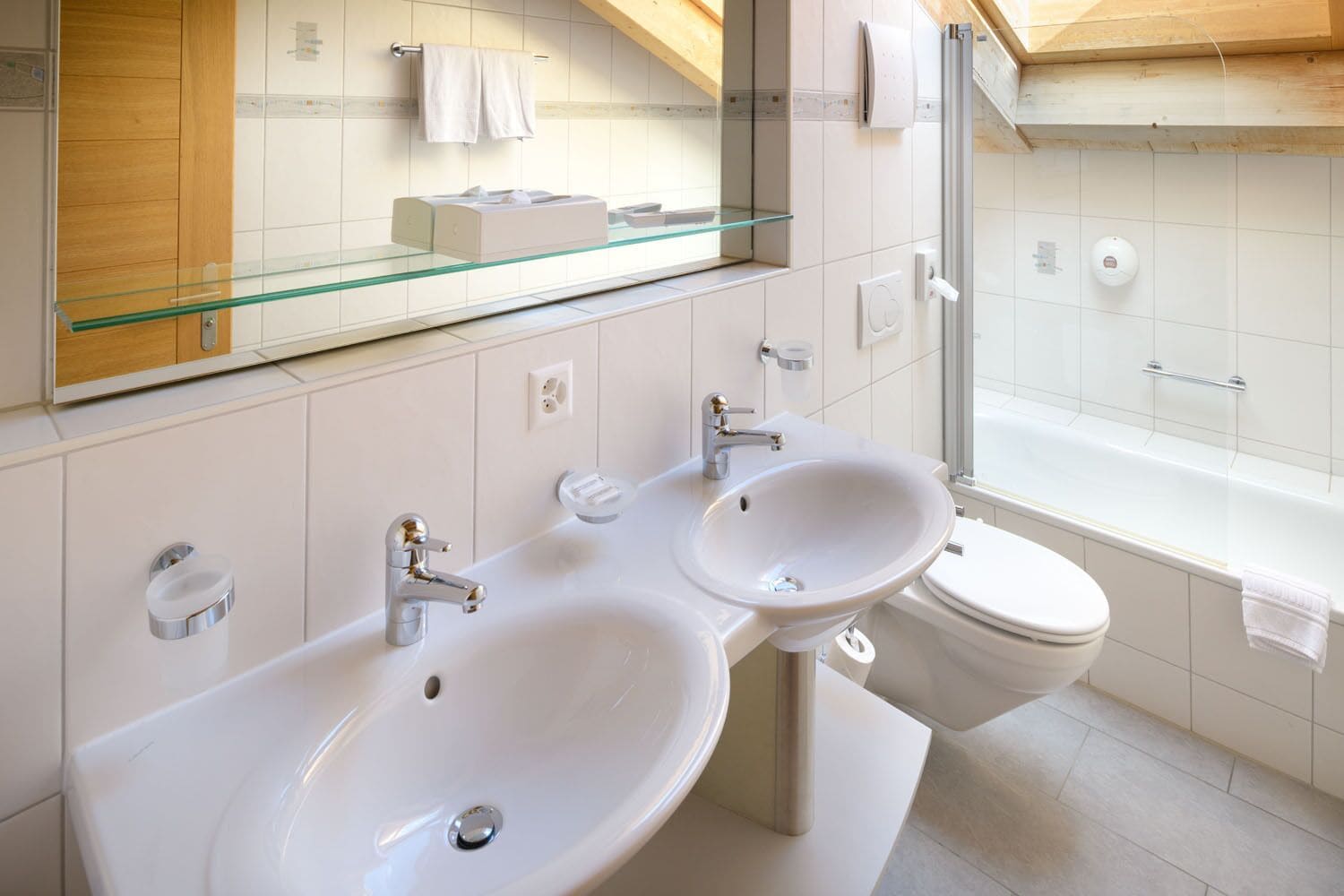 double room (chalet style mit matterhornblick) | bathroom | hair dryer, towels, soap, shampoo