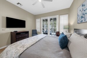 2 bedrooms, desk, iron/ironing board, travel crib