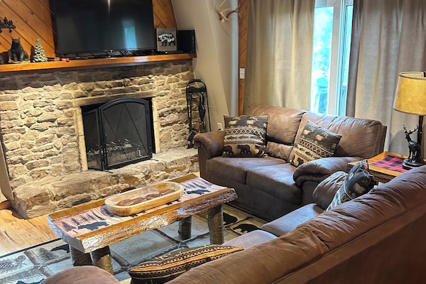 Smart TV, fireplace, DVD player