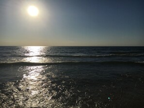 A beach with sunlight reflecting off the water. - Walking distance to the beach! Summer dates available. Grill, Deck & Fire Pit! (Holland)