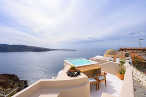 Honeymoon Villa, 1 Bedroom, Hot Tub, Sea View | Terrace/patio - Nano Oia Villas (Santorini)