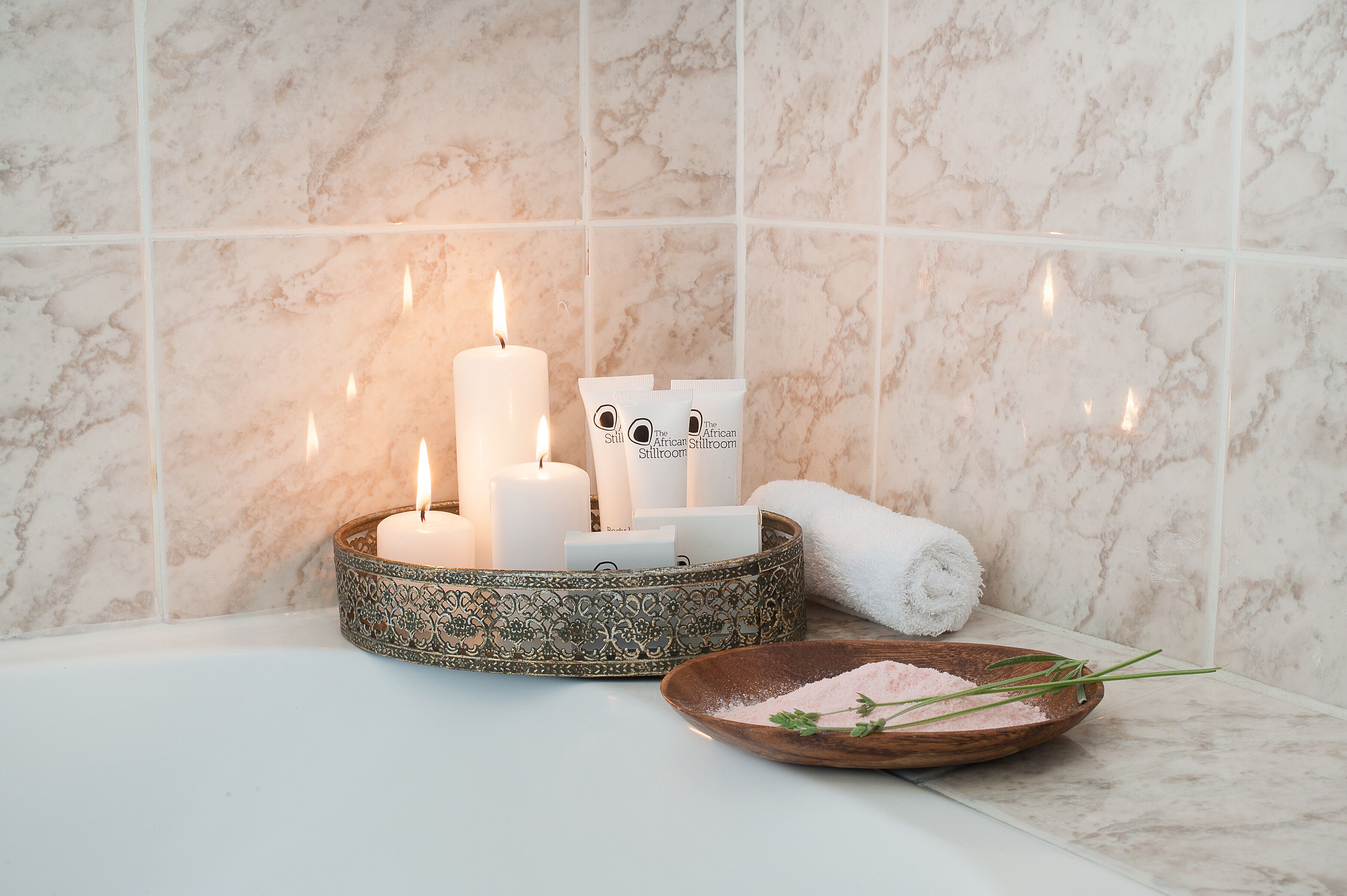 deep-soaking bathtub, free toiletries, towels, soap