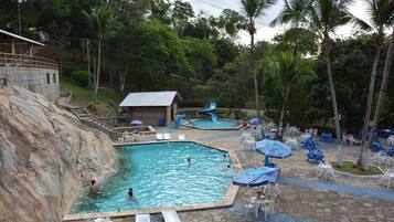 2 outdoor pools, pool umbrellas, pool loungers