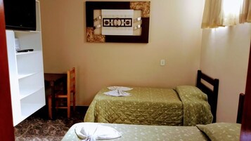 Desk, free WiFi, bed sheets