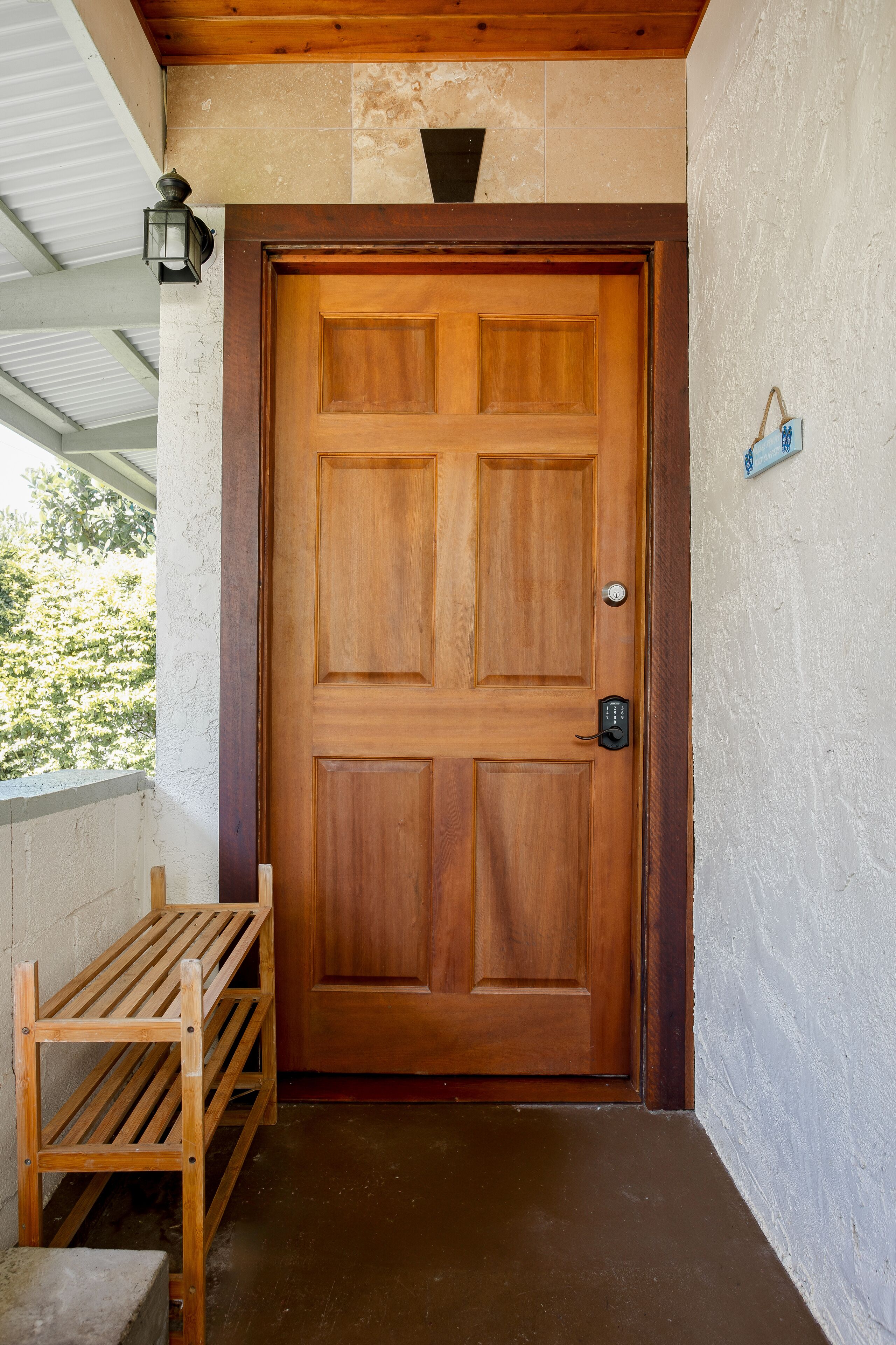 Front door with keypad