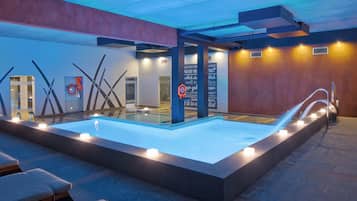 Indoor pool, outdoor pool, pool loungers