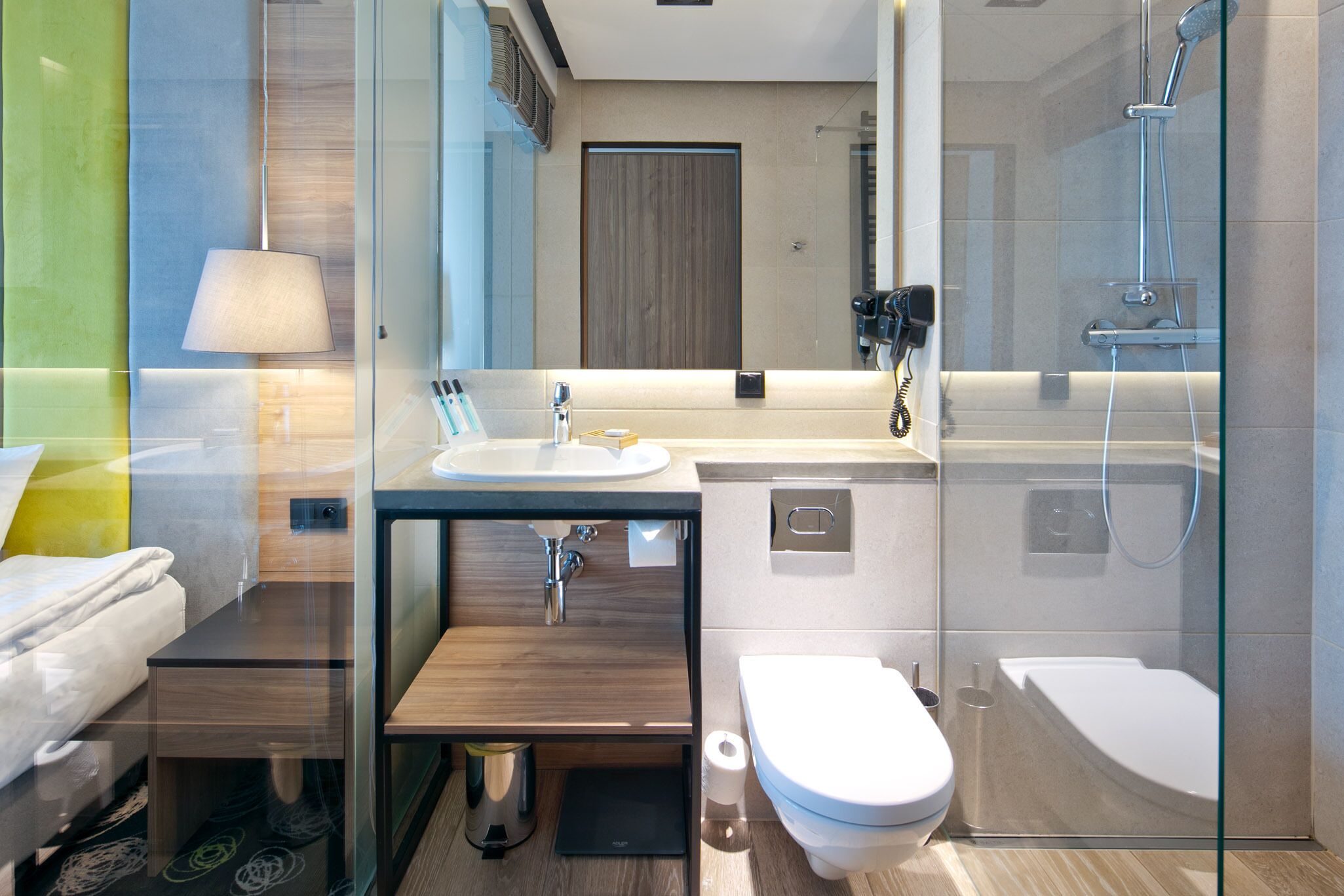 shower, free toiletries, hair dryer, bathrobes