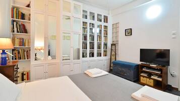 2 bedrooms, memory-foam beds, blackout curtains, iron/ironing board