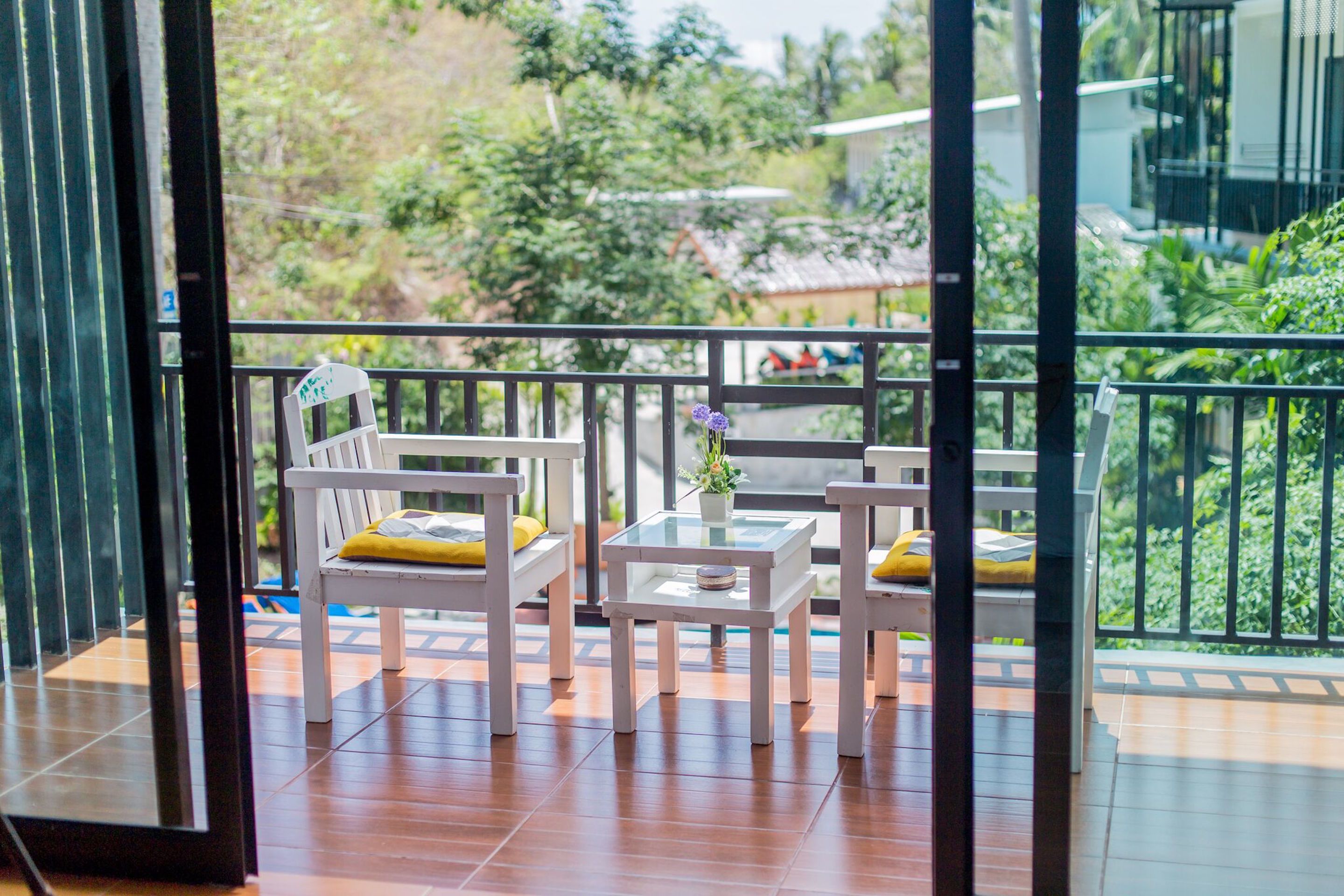 standard room, pool view | terrace/patio