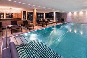 Indoor pool, open 7:30 AM to 10:00 AM, sun loungers