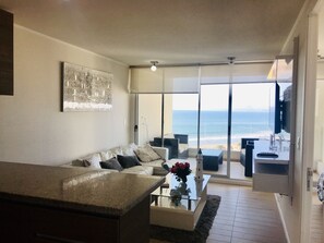 Honeymoon Apartment, 1 Queen Bed, Accessible, Beachfront | Frette Italian sheets, premium bedding, down comforters