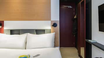 Desk, blackout drapes, soundproofing, free cribs/infant beds