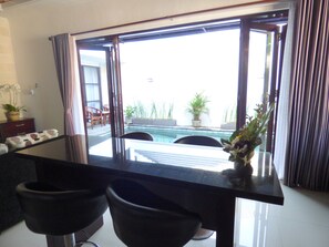 Design Villa, 2 Bedrooms, Poolside | In-room dining
