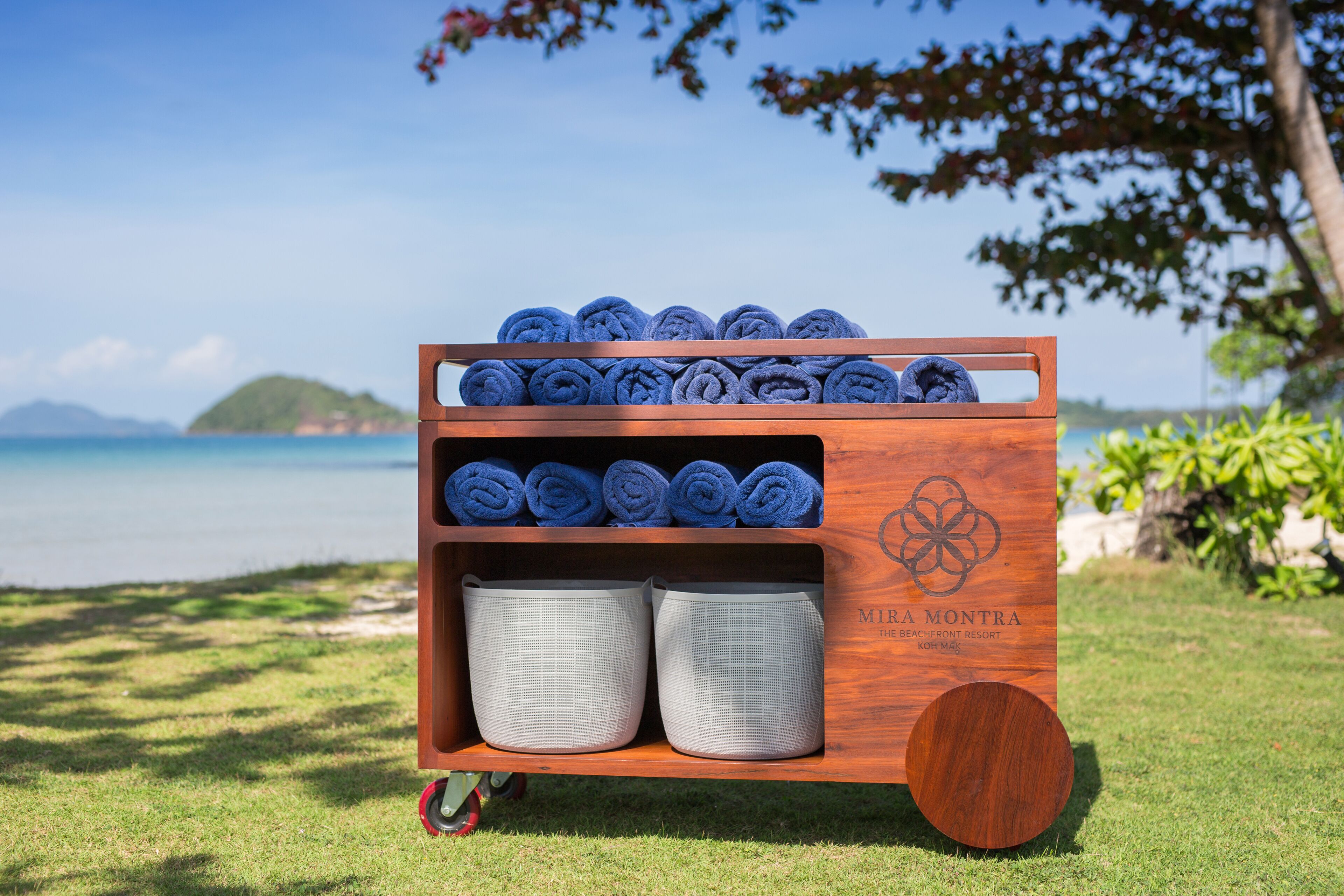 on the beach, beach towels