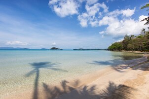 On the beach, beach towels