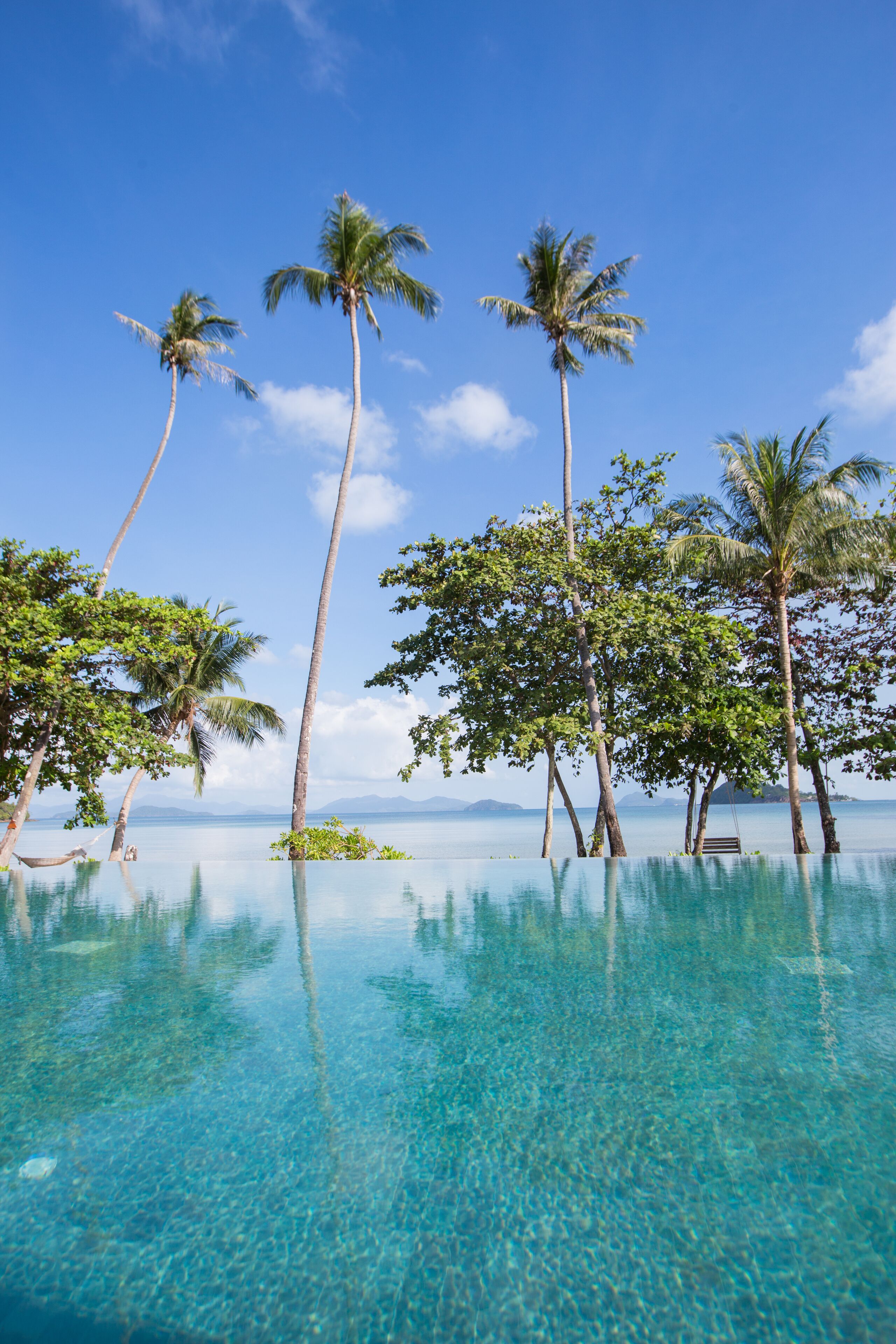 outdoor pool, pool loungers