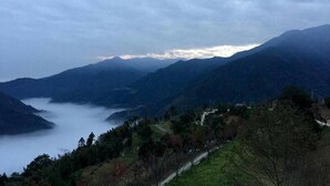 A mountainous landscape with a lake and a path leading through the trees. - AiShangXiWeng B&B (Wufeng)