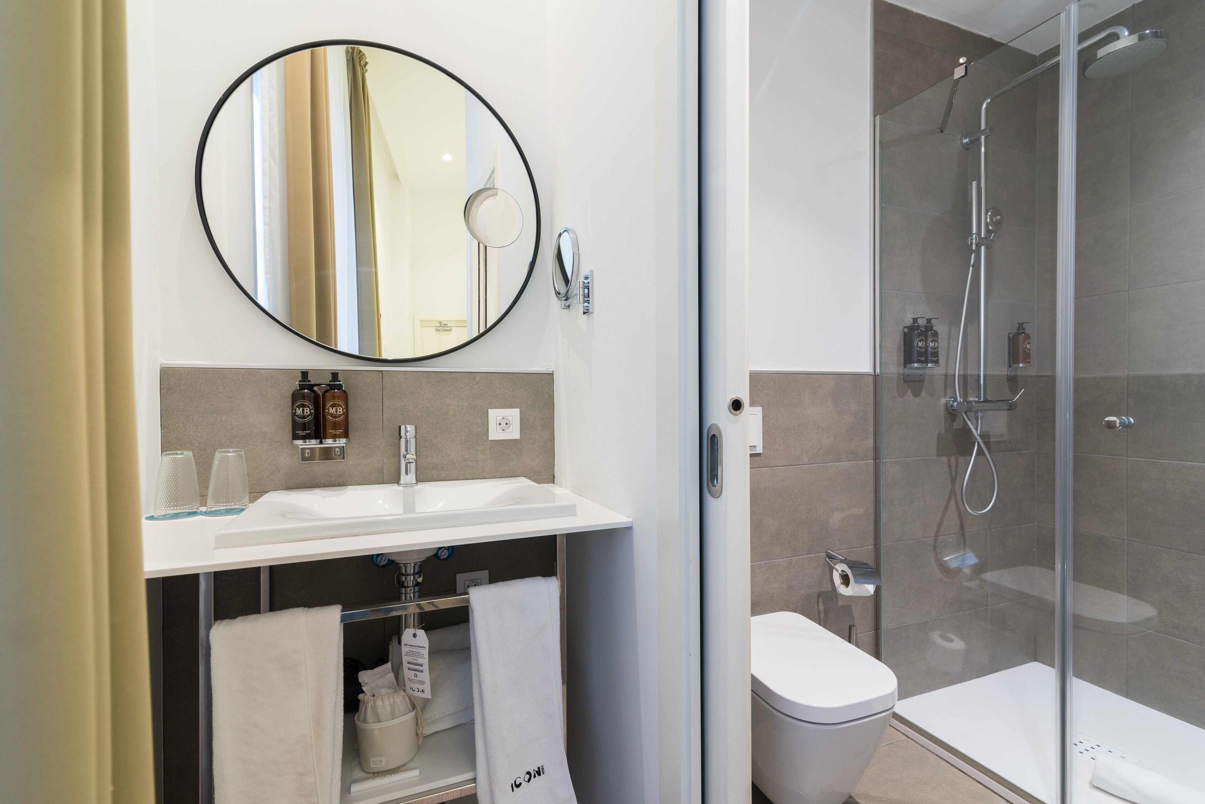 double room single use | bathroom | shower, free toiletries, hair dryer, towels