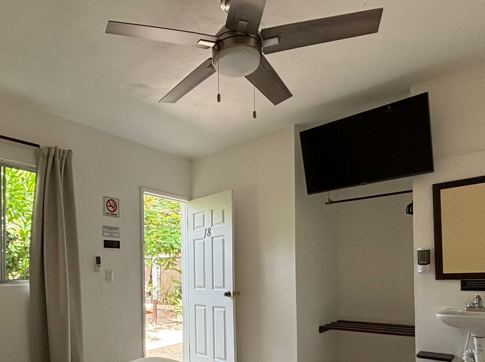 blackout curtains, free wifi, bed sheets