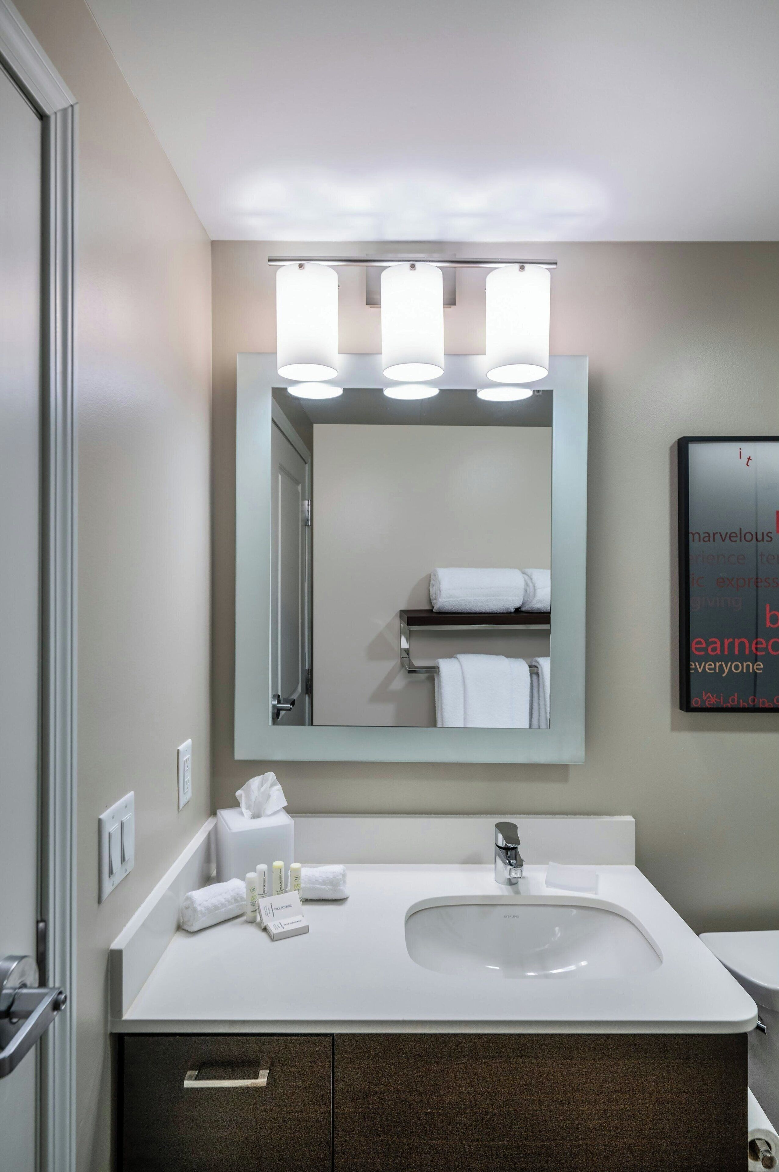 free toiletries, hair dryer, towels