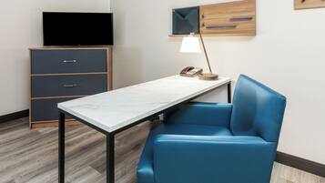 Desk, free WiFi, bed sheets