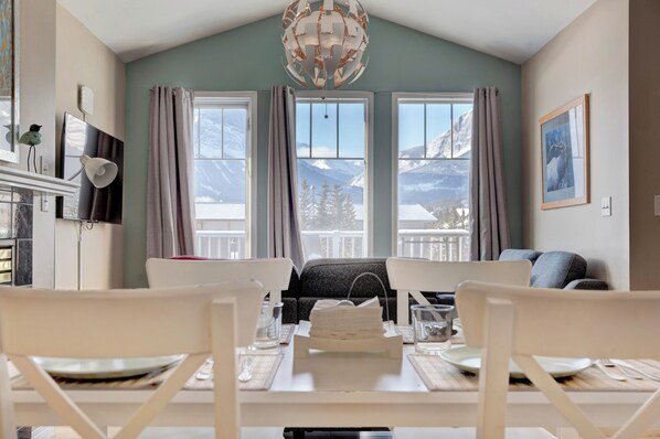 TV, fireplace, Netflix, books