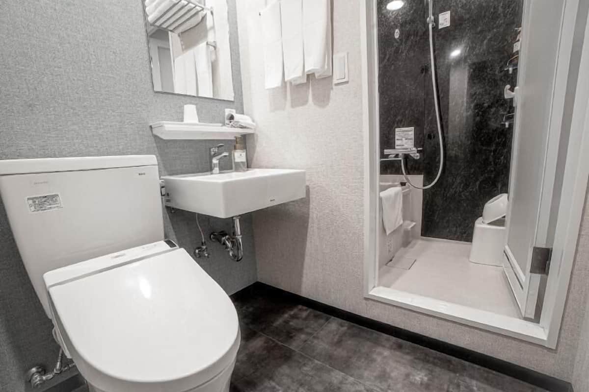 Bathroom | Combined shower/tub, hydromassage showerhead, free toiletries