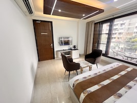 Desk, laptop workspace, blackout curtains, soundproofing
