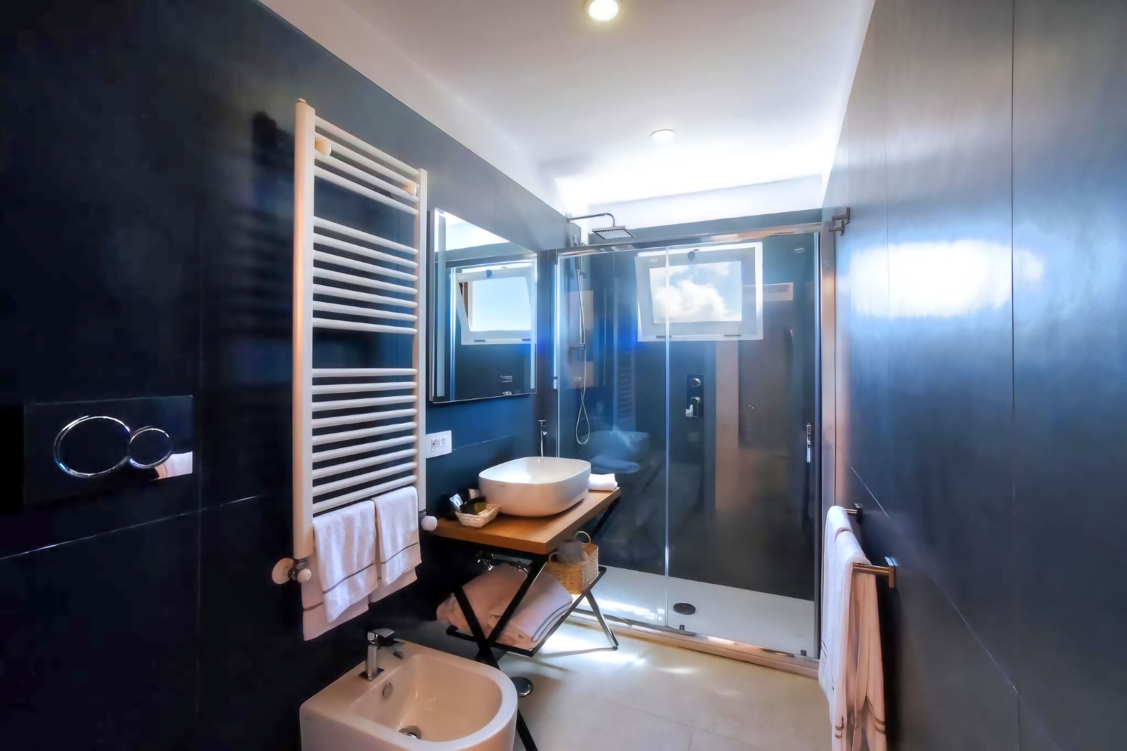 double room, mountain view | bathroom | shower, free toiletries, hair dryer, bathrobes