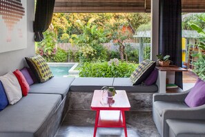 Villa, 3 Bedrooms, Private Pool | Living room | LCD TV, DVD player, iPod dock - Villa Bumi (Kerobokan)