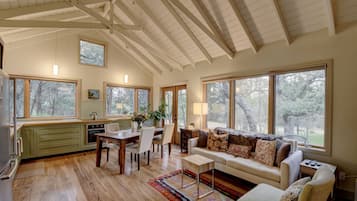 TV, DVD player, books, video library