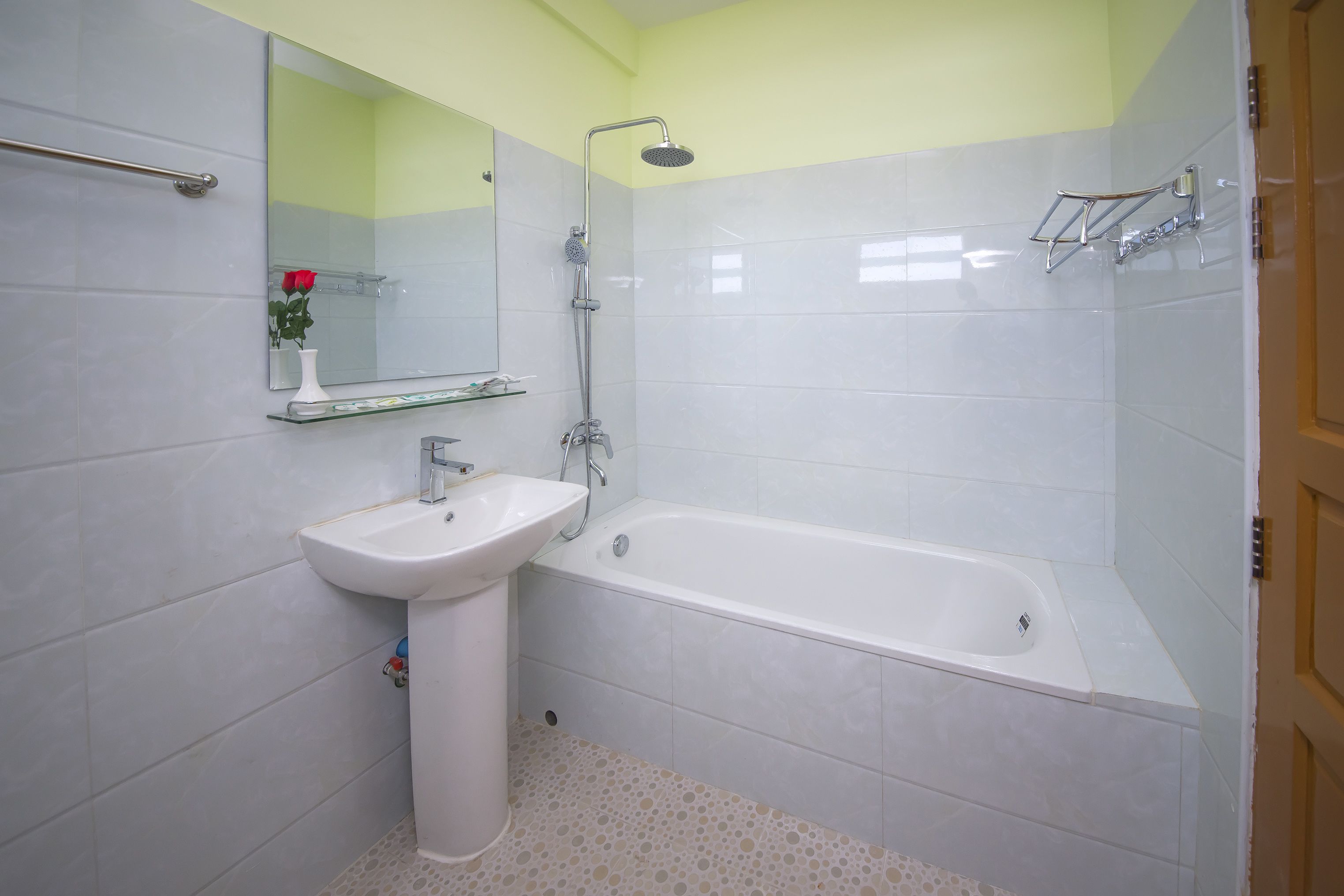 free toiletries, hair dryer, slippers, towels