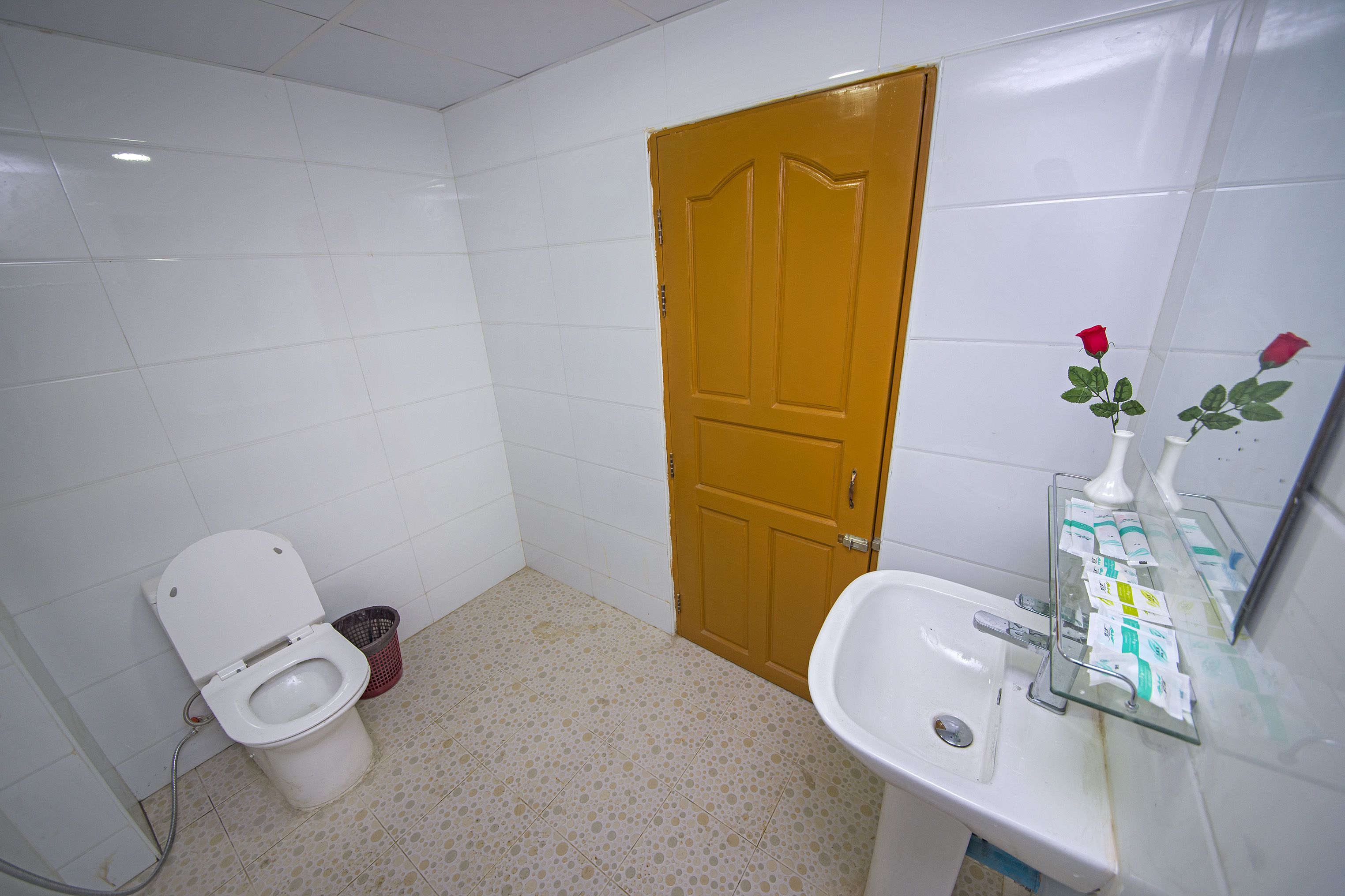 free toiletries, hair dryer, slippers, towels