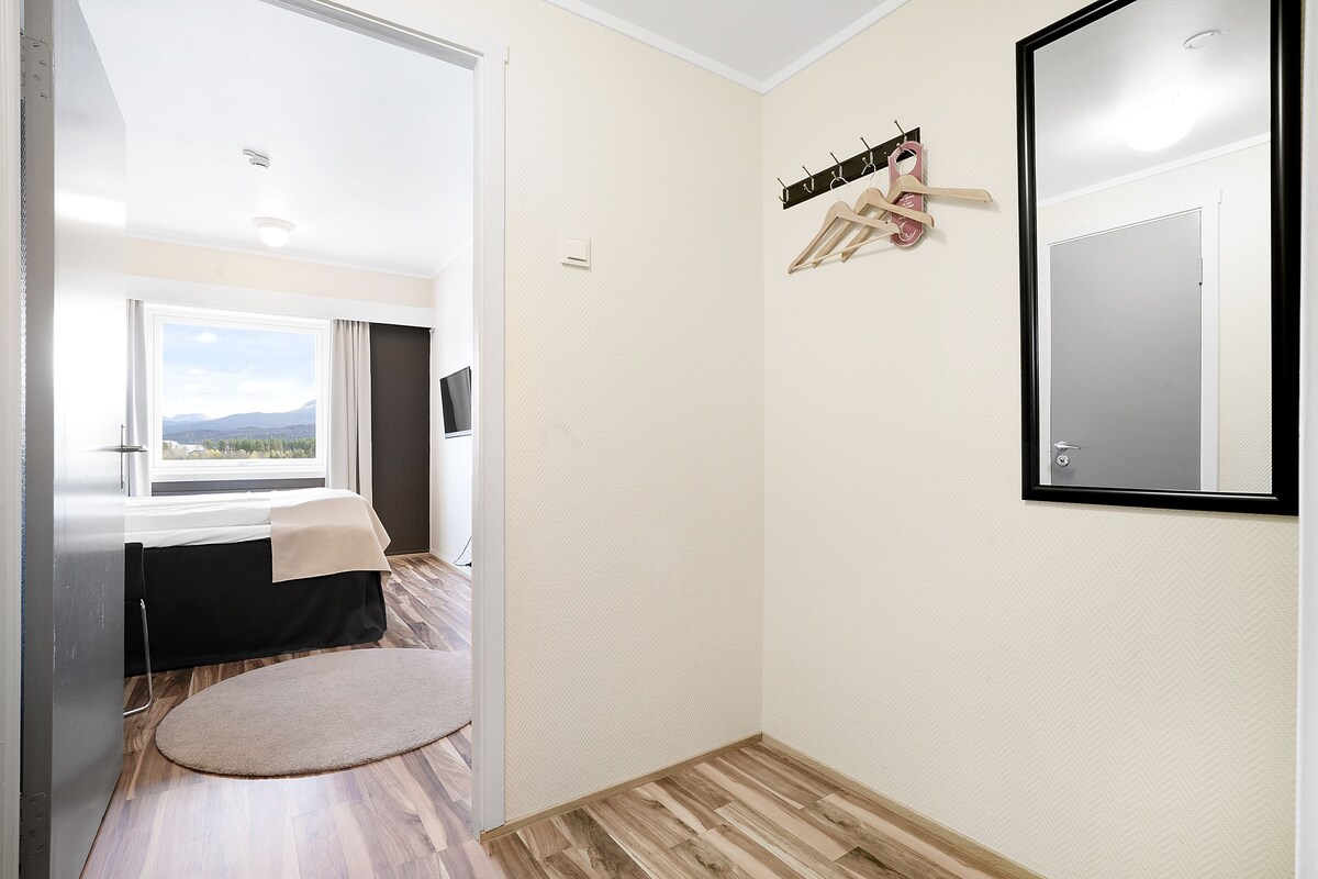 Desk, blackout drapes, iron/ironing board (on request), WiFi (free)