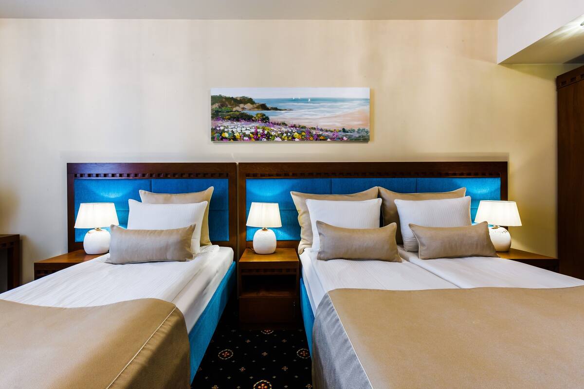 family studio | premium bedding, desk, soundproofing, iron/ironing board