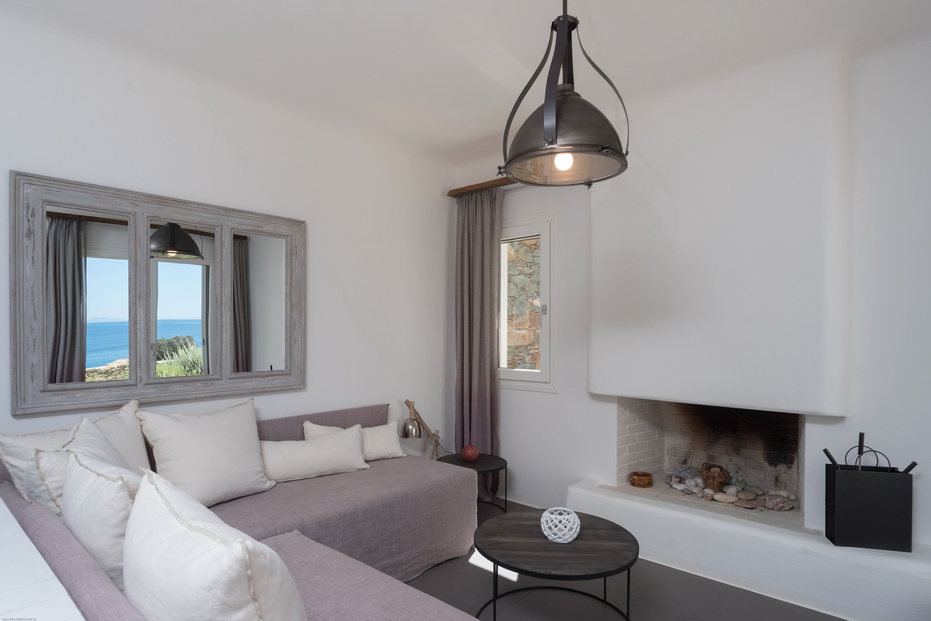 Deluxe Villa, Fireplace, Sea View | Living area | 42-inch flat-screen TV with digital channels, Smart TV, fireplace